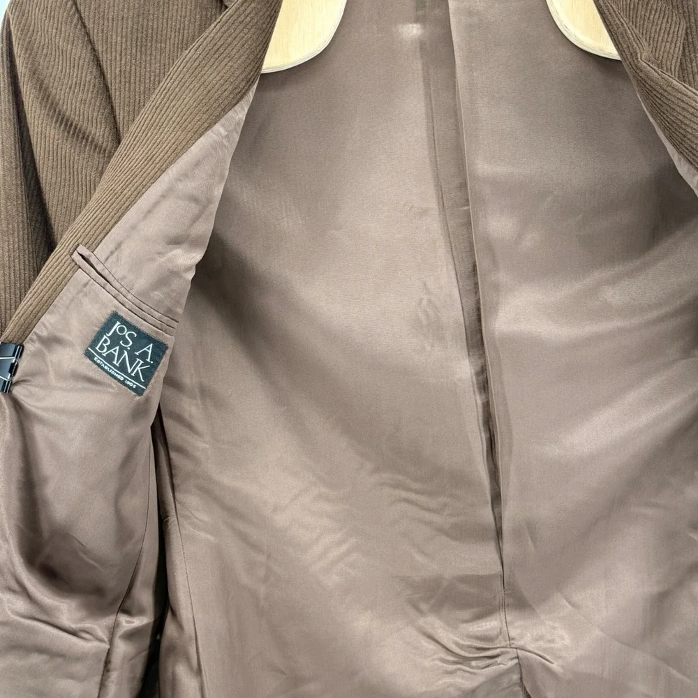 Jos A Bank Blazer Mens 43L Pre-Owned Sport Coat Brown Wool Silk Ribbed Corduroy